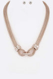 Rosegold Crystal Accent Fashion Necklace Set