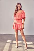 Puff Sleeve Smocked Waist Romper