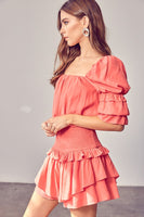 Puff Sleeve Smocked Waist Romper