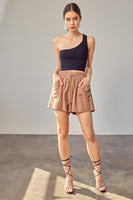 Shirred Wide Waistband Shorts