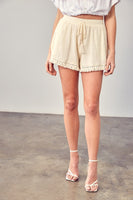 Fringe Trim Hem Shorts