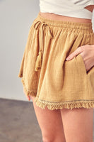 Fringe Trim Hem Shorts