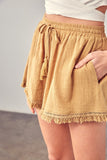 Fringe Trim Hem Shorts