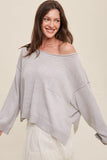 Light Weight Wide Neck Crop Pullover Knit Sweater