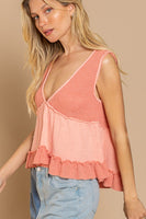 Sleeveless V-neck Mini Babydoll Tank Top