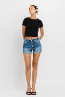 Vervet Super High Rise Button Up Mom Shorts