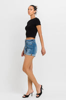 Vervet Super High Rise Button Up Mom Shorts