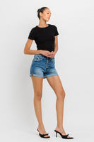 Vervet Super High Rise Button Up Mom Shorts