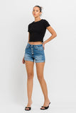 Vervet Super High Rise Button Up Mom Shorts