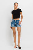 Vervet Super High Rise Button Up Mom Shorts