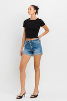 Vervet Super High Rise Button Up Mom Shorts