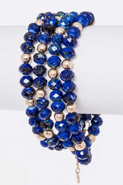 Lapis Faceted Bead Wrap Around Bracelet