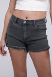 Zenana Acid Washed Frayed Cutoff Hem Shorts