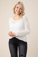 Variegated rib V neck sweater tops