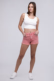 Zenana Acid Washed Frayed Cutoff Hem Shorts