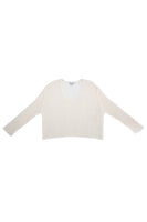 Variegated rib V neck sweater tops