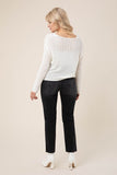 Variegated rib V neck sweater tops