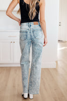 Dory High Waist Mineral Wash Raw Hem Wide Leg Jeans