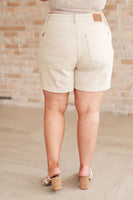 Judy Blue - Greta High Rise Garment Dyed Shorts in Bone