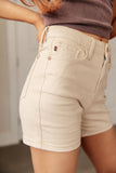 Judy Blue - Greta High Rise Garment Dyed Shorts in Bone