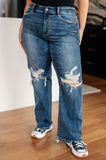 Judy Blue - Rose High Rise 90's Straight Jeans in Dark Wash