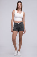 Zenana Acid Washed Frayed Cutoff Hem Shorts