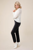 Variegated rib V neck sweater tops