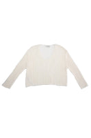 Variegated rib V neck sweater tops