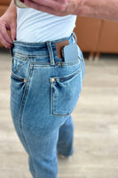 Judy Blue Quinn Mid Rise Cell Phone Pocket Dad Jeans